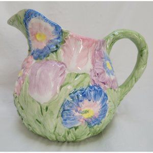Porcelain Pitcher / Vase with Tulips and Flowers Easter Spring